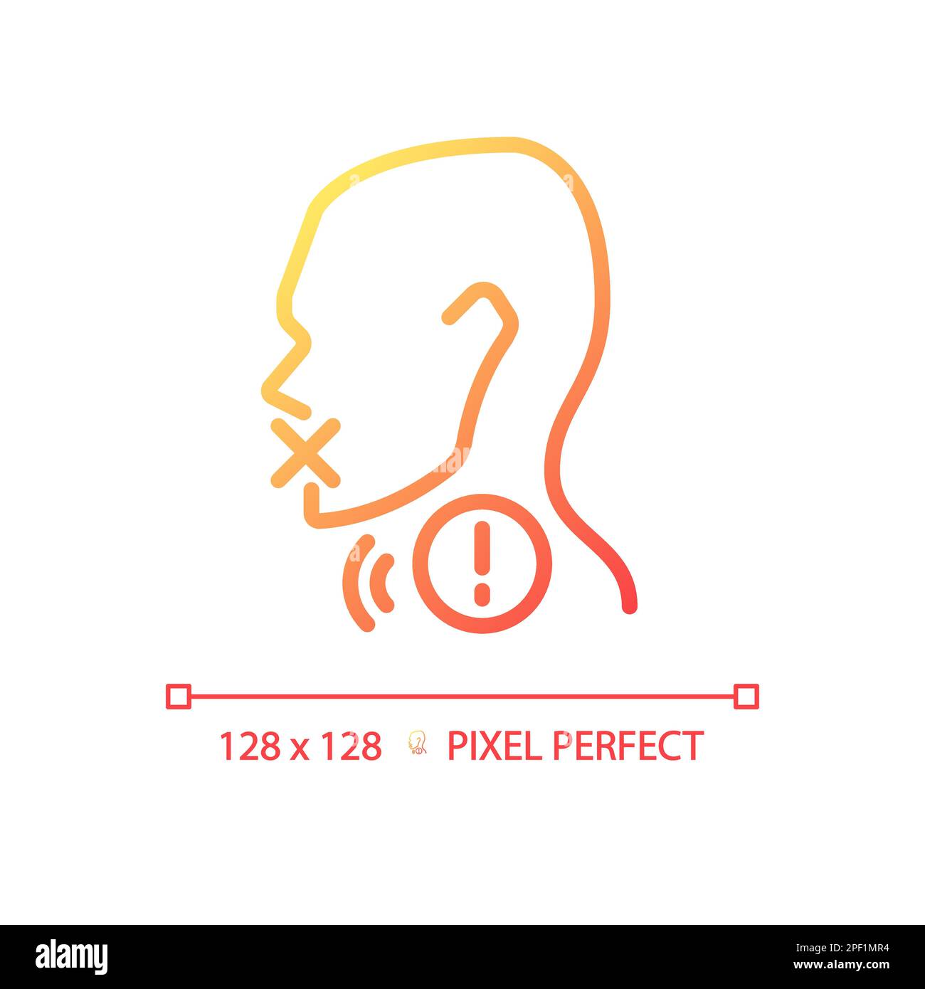 Hoarseness pixel perfect gradient linear vector icon Stock Vector