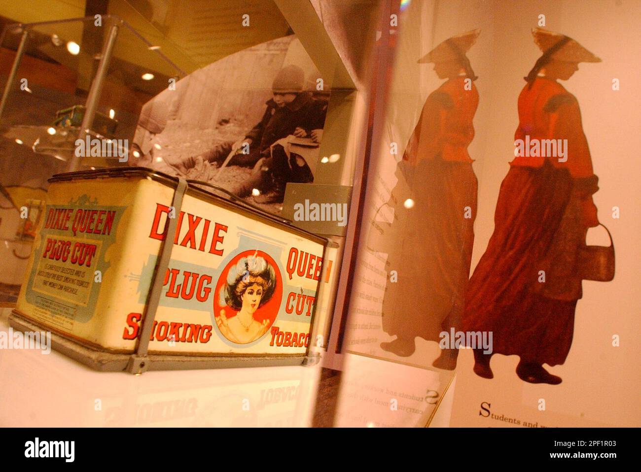 A Dixie Queen Tobacco Tin, from the 1880s, is displayed in the 