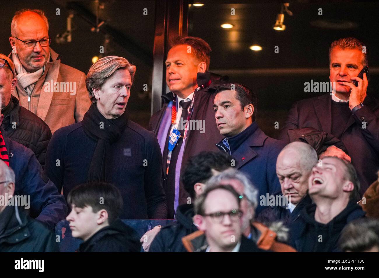 Rotterdam - Jan de Jong, Giovanni van Bronckhorst during the match between Feyenoord v Shakhtar Donetsk at Stadion Feijenoord De Kuip on 16 March 2023 in Rotterdam, the Netherlands. (Box to Box Pictures/Tom Bode) Stock Photo