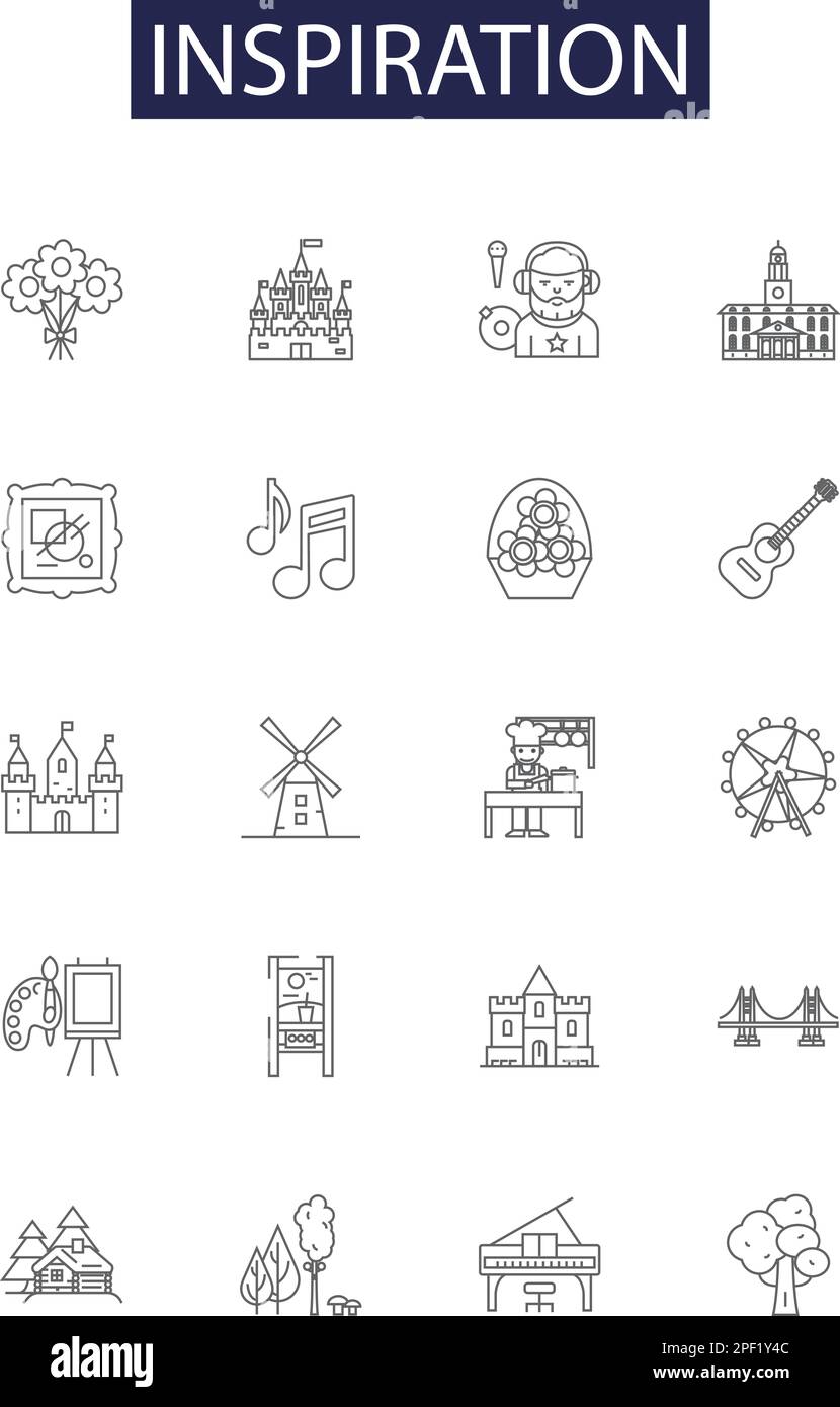 Inspiration line vector icons and signs. Incentive, Spark, Creativity ...