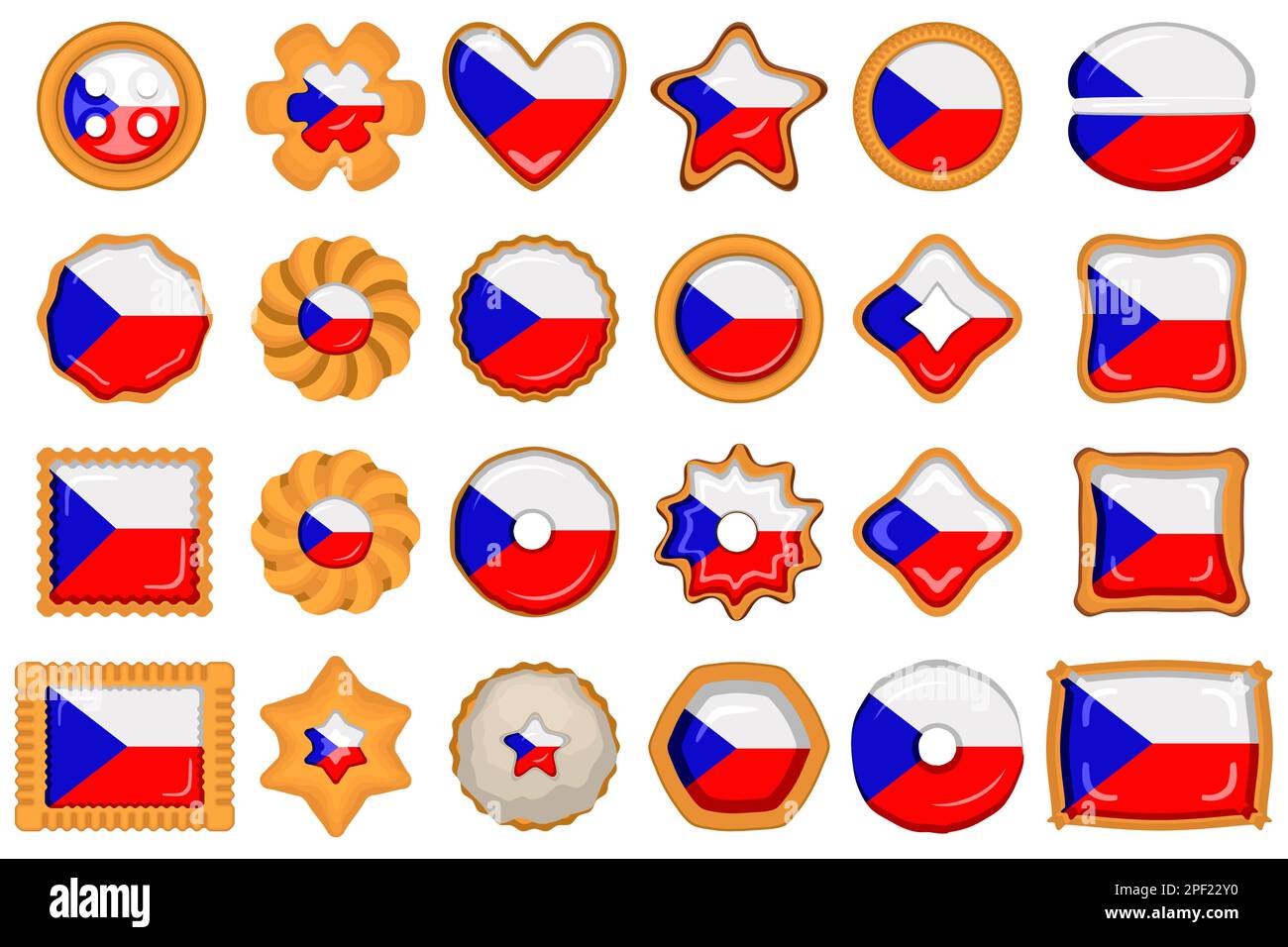 Homemade cookie with flag country Czech in tasty biscuit, cookie consist of sign flag country Czech on natural biscuit, fresh biscuit cookie with flag Stock Vector