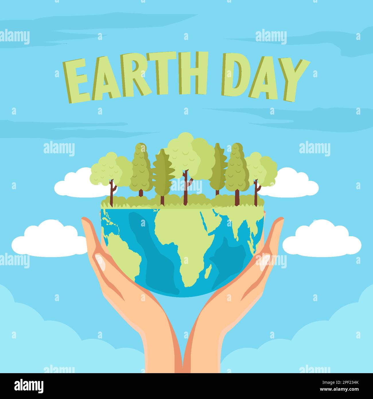earth day illustration with tree and hands Stock Vector Image & Art - Alamy