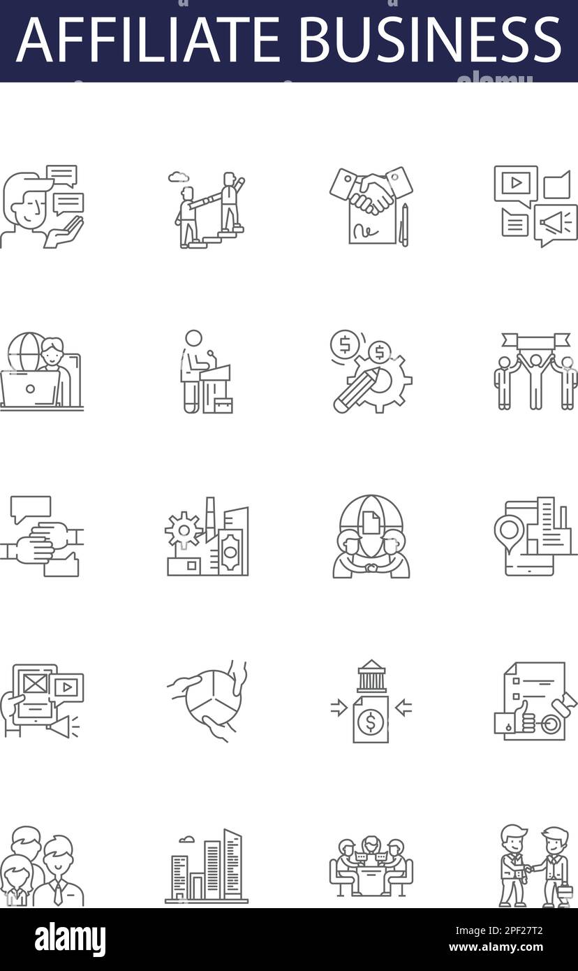Affiliate business line vector icons and signs business marketing