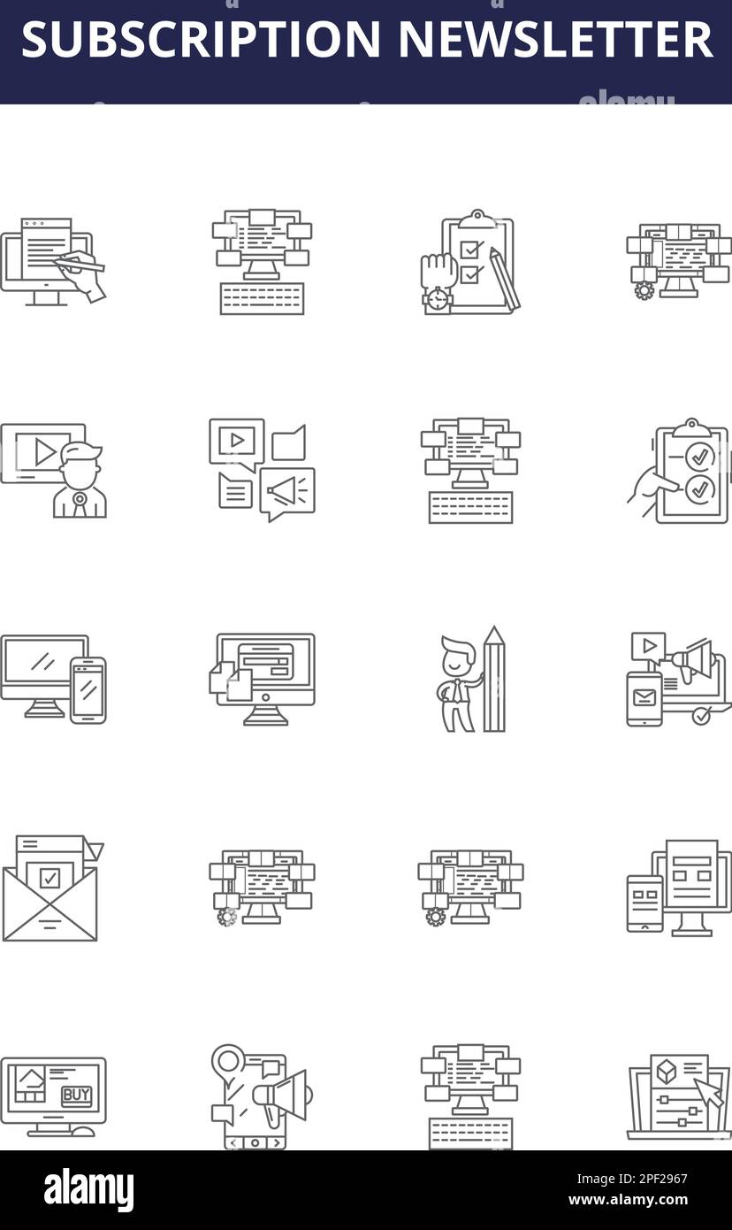 Subscription newsletter line vector icons and signs email Subscription newsletter line vector icons and signs email