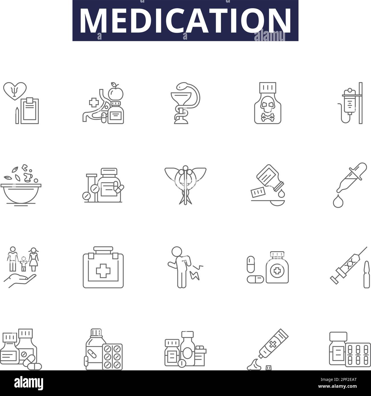 Medication Line Vector Icons And Signs Drugs Pills Capsules Syrups