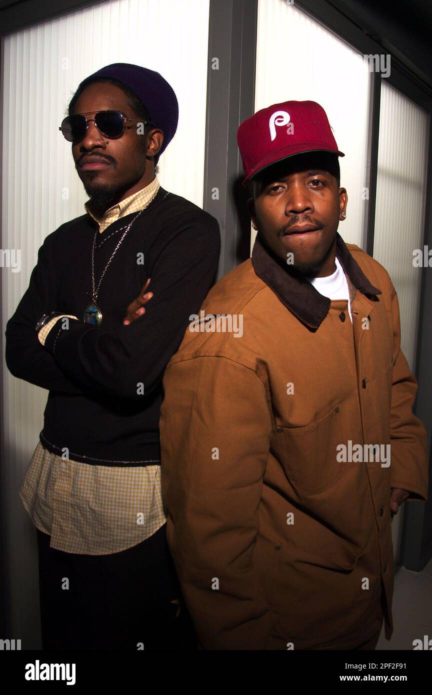 Outkast's Andre Benjamin, left, and Antwan "Big Boi" Patton pose in New  York, Oct. 30, 2003. Outkast's newest album, the double CD set  "Speakerboxxx-The Love Below," has sold more than 3 million