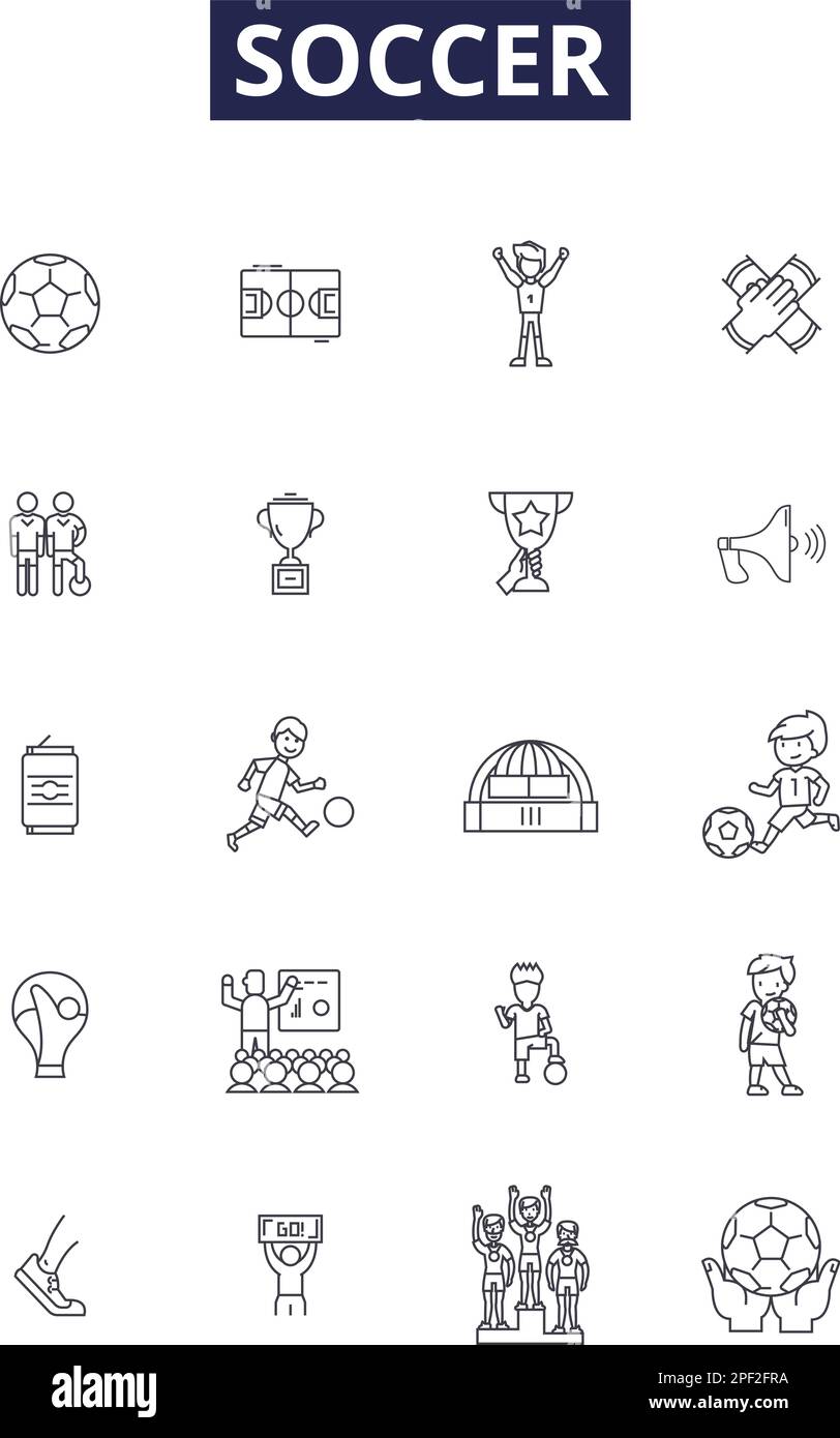 Soccer line vector icons and signs. Goal, Kick, Striker, Pass, Skiller