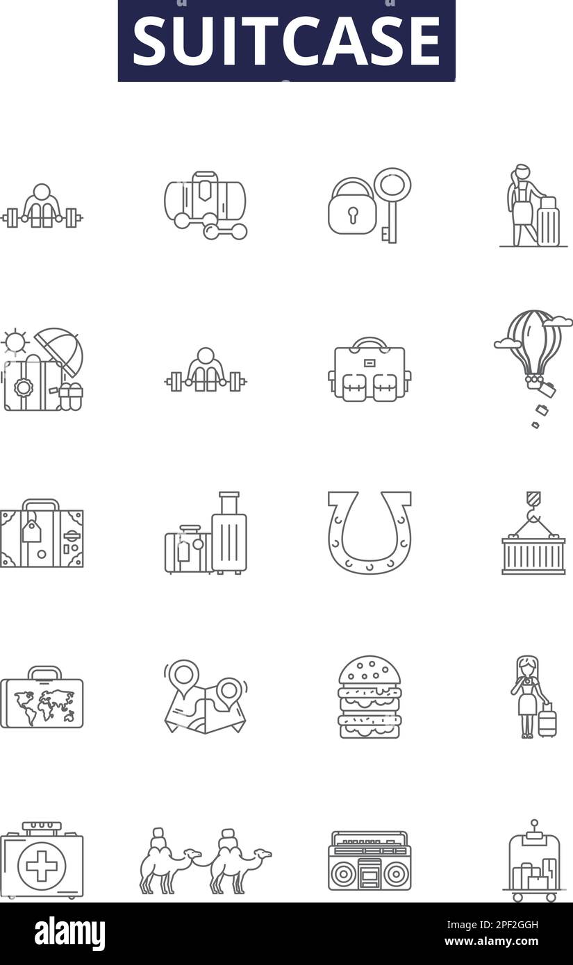 Suitcase line vector icons and signs. Bag, Trunk, Container, Crate ...