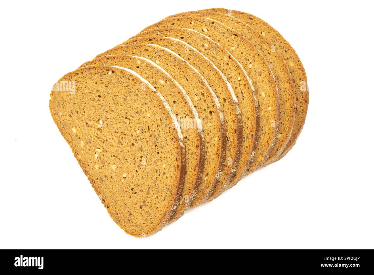 Stack of diet multigrain bread slices isolated on white background Stock Photo