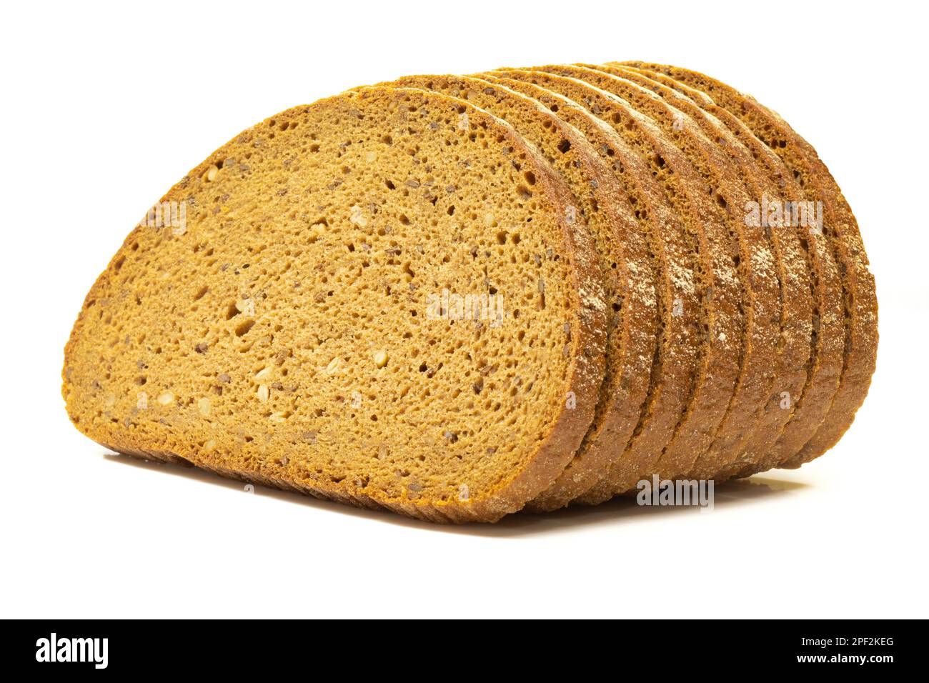 Stack of diet multigrain bread slices isolated on white background Stock Photo