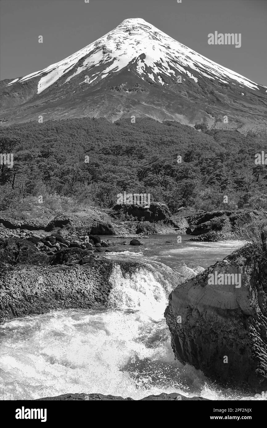 Volcano Osorno at Llanquihue Lake near Puerto Varas in South Chile Stock Photo