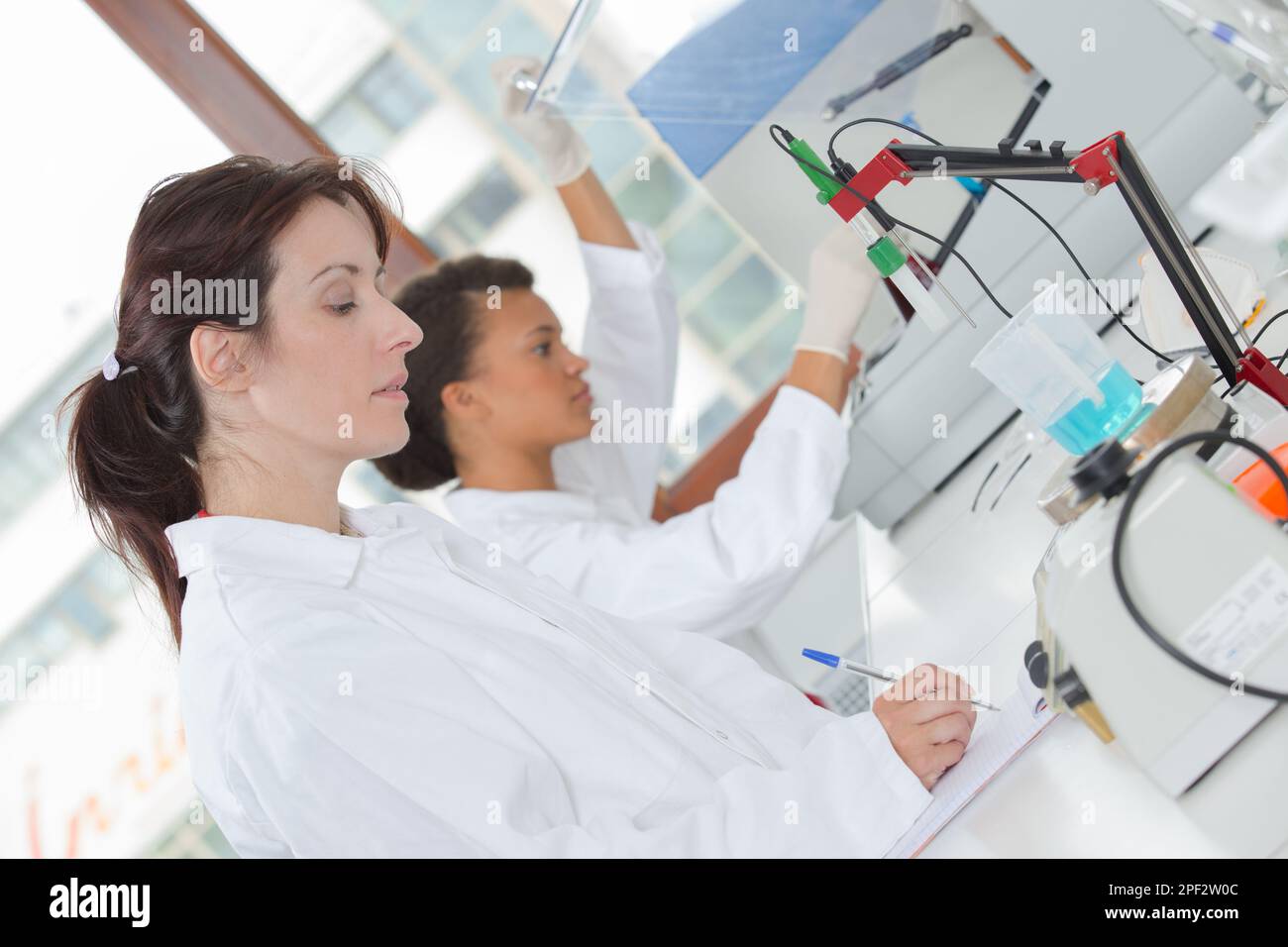 female scientist in the lab working on the tablet Stock Photo - Alamy