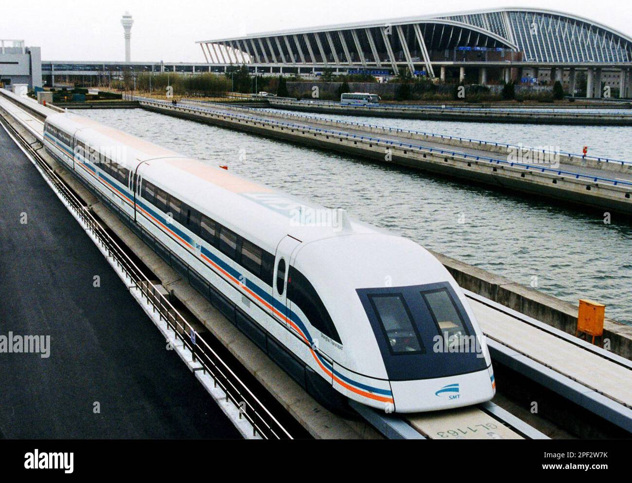 The world's first commercial levitation train or maglev leaving ...