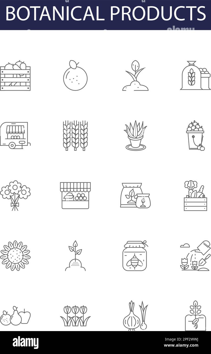 Botanical products line vector icons and signs. Botanicals, Extracts, Plants, Oils, Extract, Kratom, Tinctures, Supplements outline vector Stock Vector