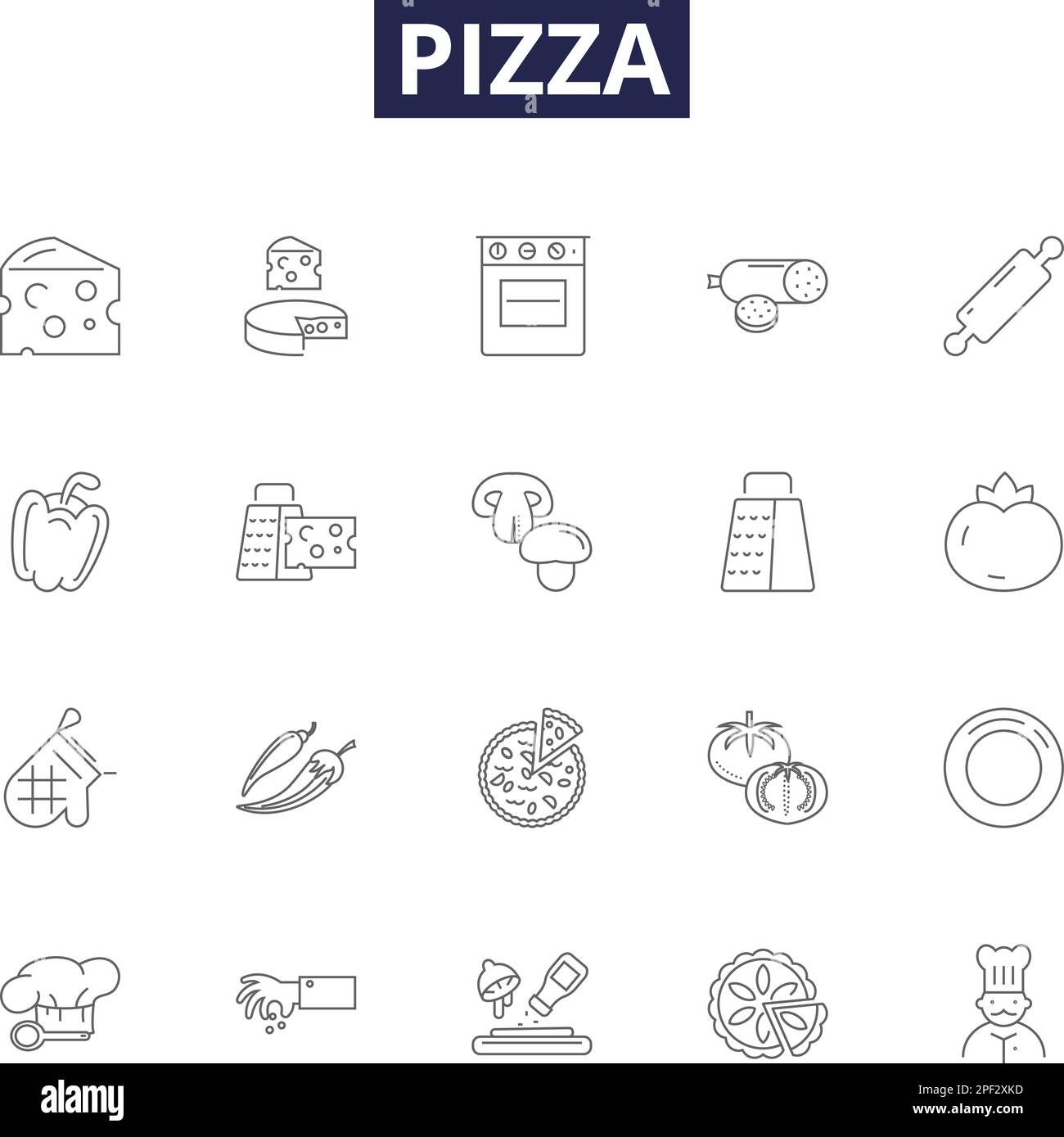 Pizza line vector icons and signs. cheese, crust, toppings, sauce