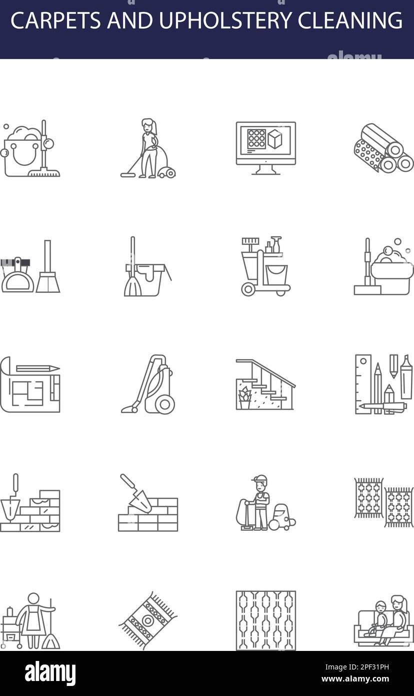 Carpets and upholstery cleaning line vector icons and signs. Upholstery ...