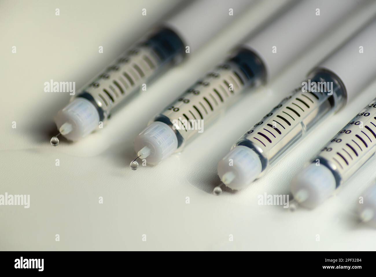 Various prefilled insulin pens to treat diabetes. Health care concepts Stock Photo Alamy