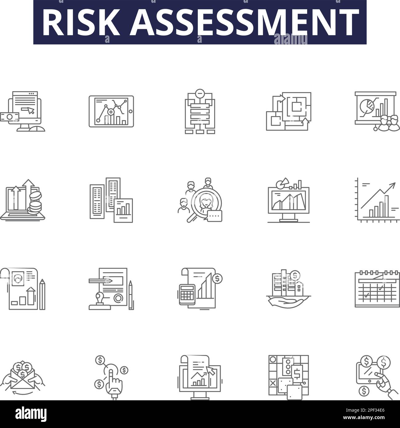 Risk Assessment Line Vector Icons And Signs Assessment Analysis 