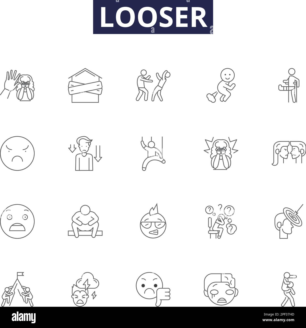 Looser line vector icons and signs. Unsuccessful, Weak, Beaten, Losing