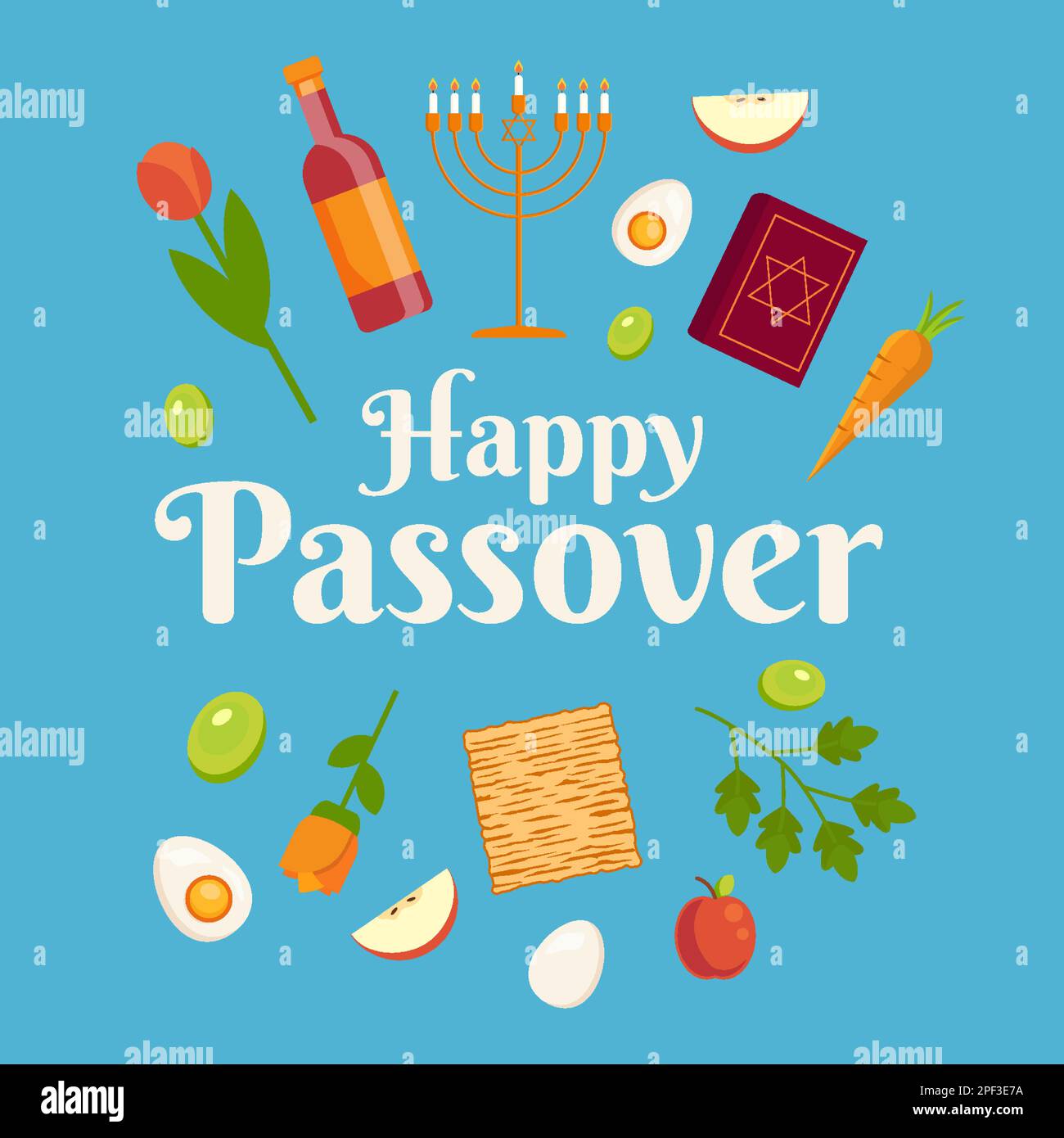 happy passover illustration in flat design style Stock Vector Image