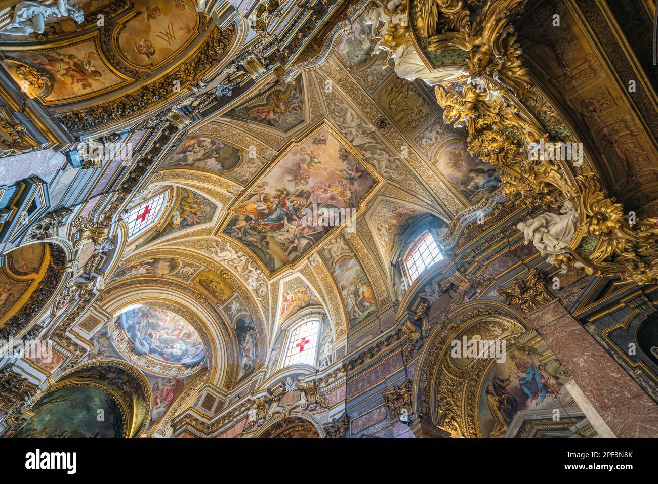 The marvelous interior from the Church of Santa Maria Maddalena in Rome, Italy. Stock Photo