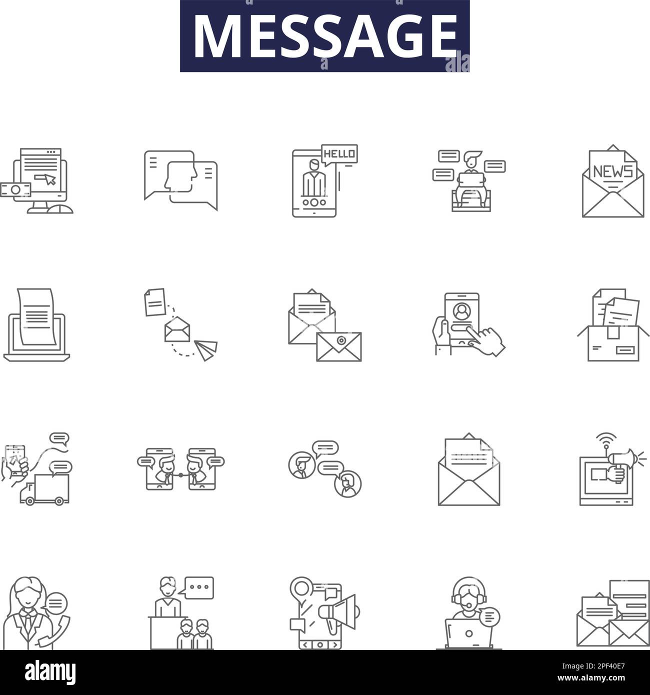 Message line vector icons and signs. Notice, Signal, Communication, Alert, Remark, Text, Comment