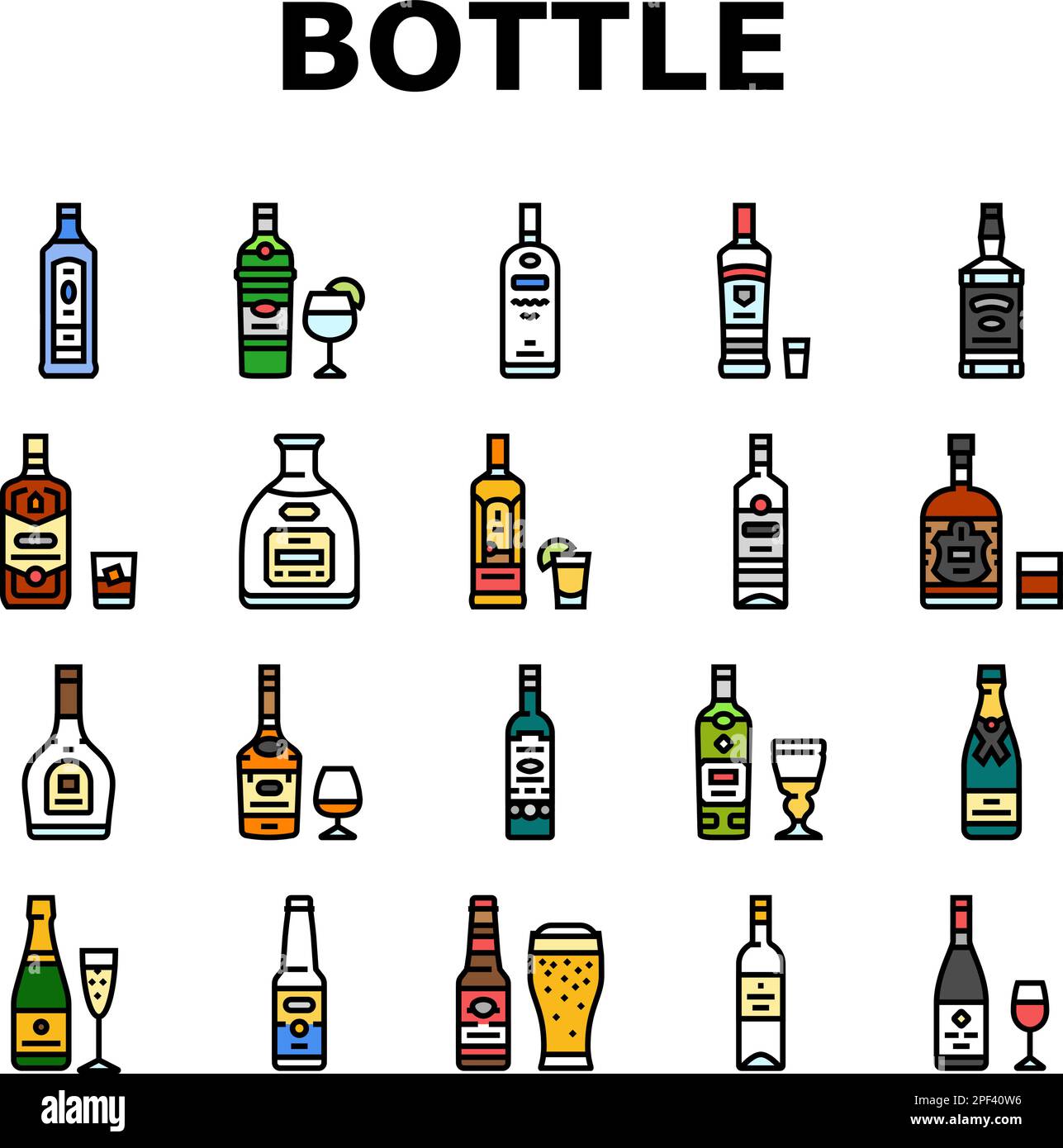 Alcohol Bottle Glass Drink Bar Icons Set Vector Stock Vector Image And Art Alamy 9102