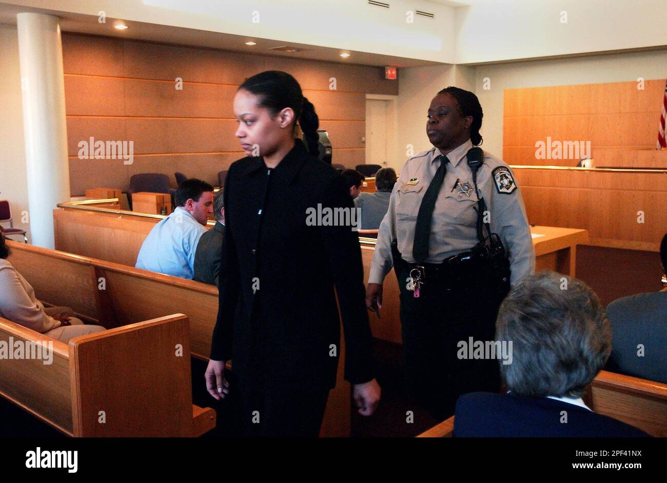 Deidra Lane leaves courtroom 3301 at the Mecklenburg County Courthouse