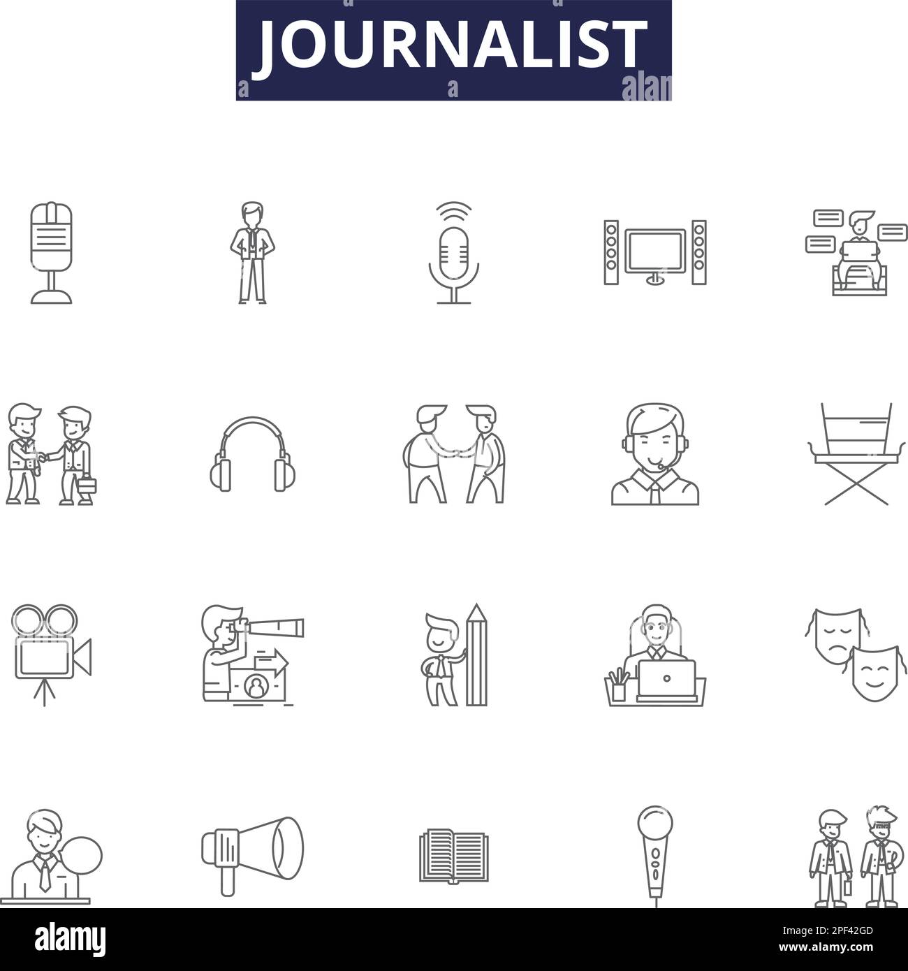Journalist line vector icons and signs. Correspondent, Anchor, Media