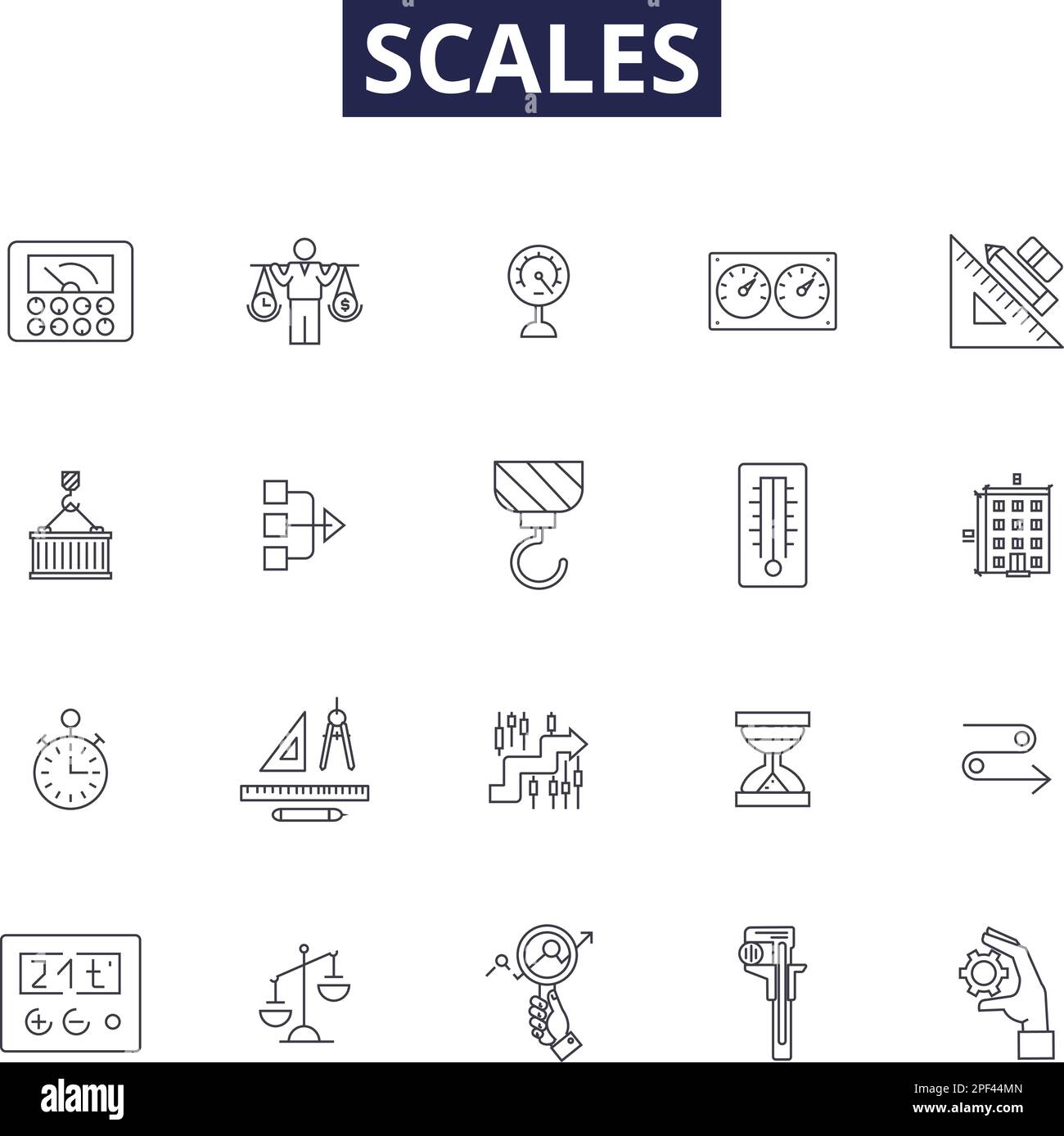 Scales line vector icons and signs. Ruler, Measurement, Metric, Dial
