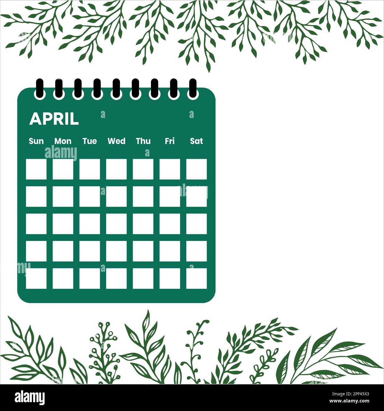 April Month Calendar Stock Vector Image Art Alamy