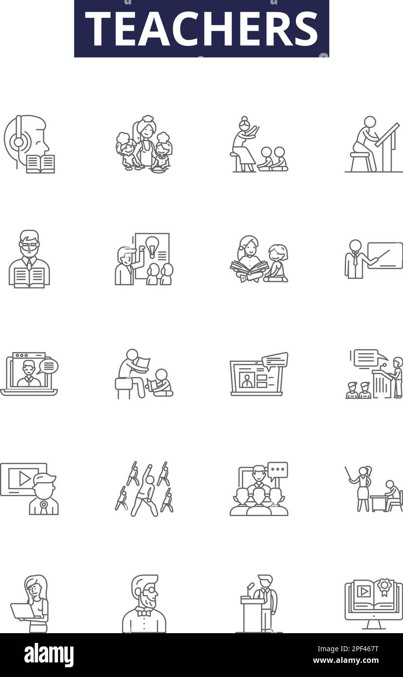 Teachers Line Vector Icons And Signs Educator Tutor Facilitator 