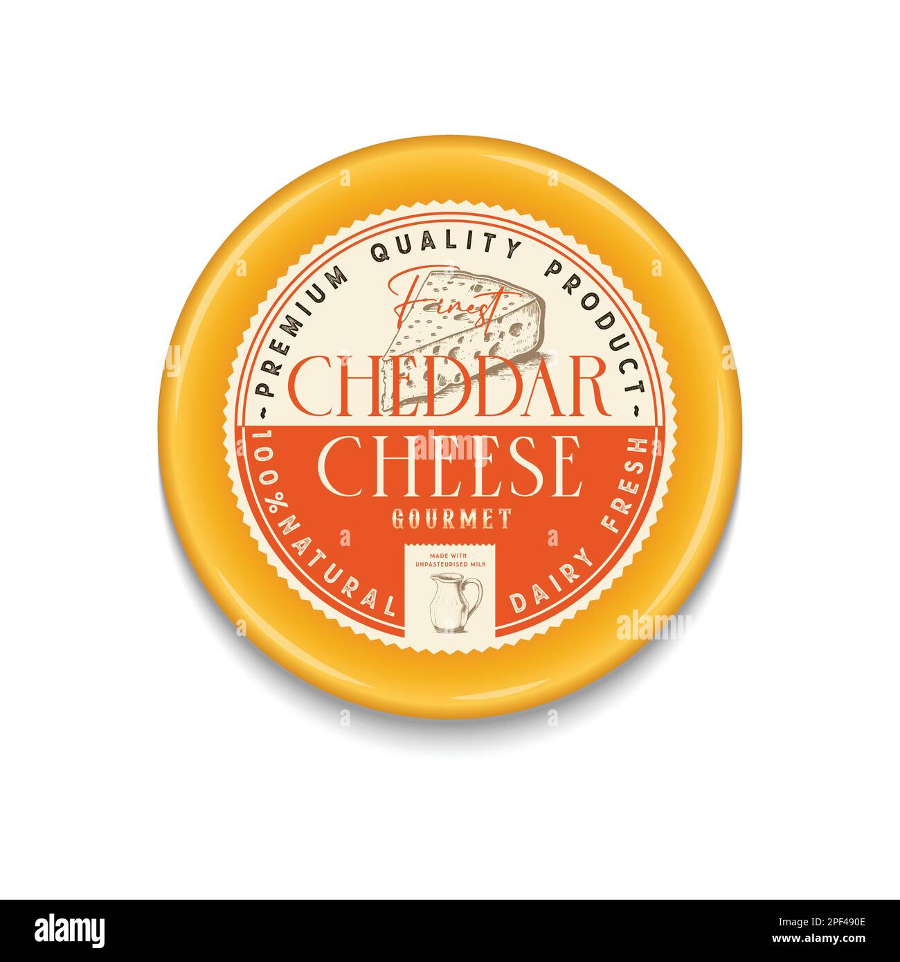 Vector Cheddar Cheese Vintage round label and packaging design template