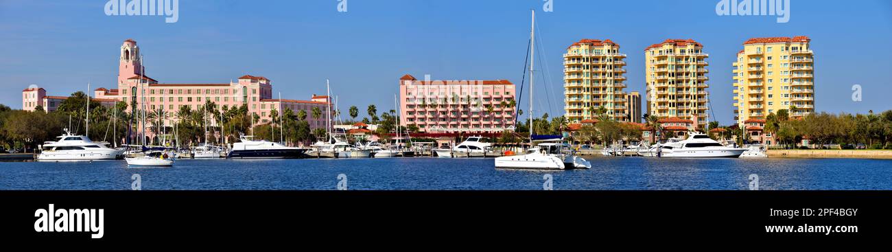 Panoramic View,Renaissance Vinoy Resort Hotel and Marina,St.Petersburg Florida USA Stock Photo