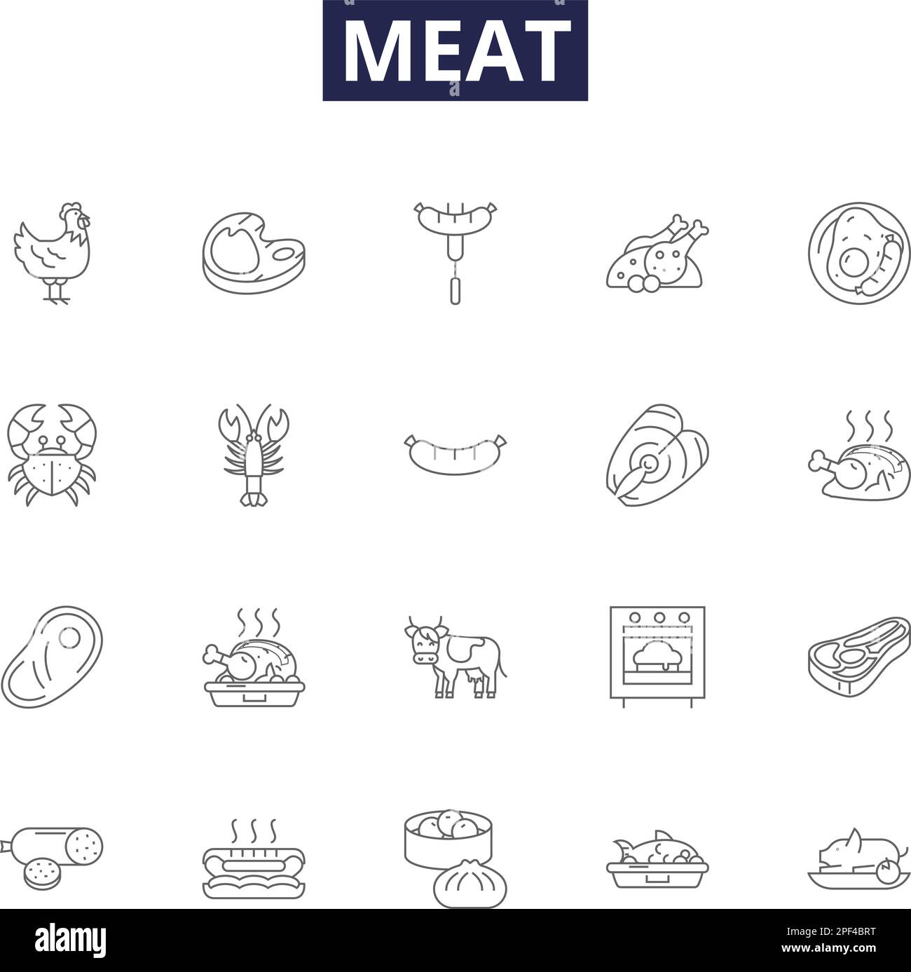 Meat line vector icons and signs. meat, food, raw, steak, fillet