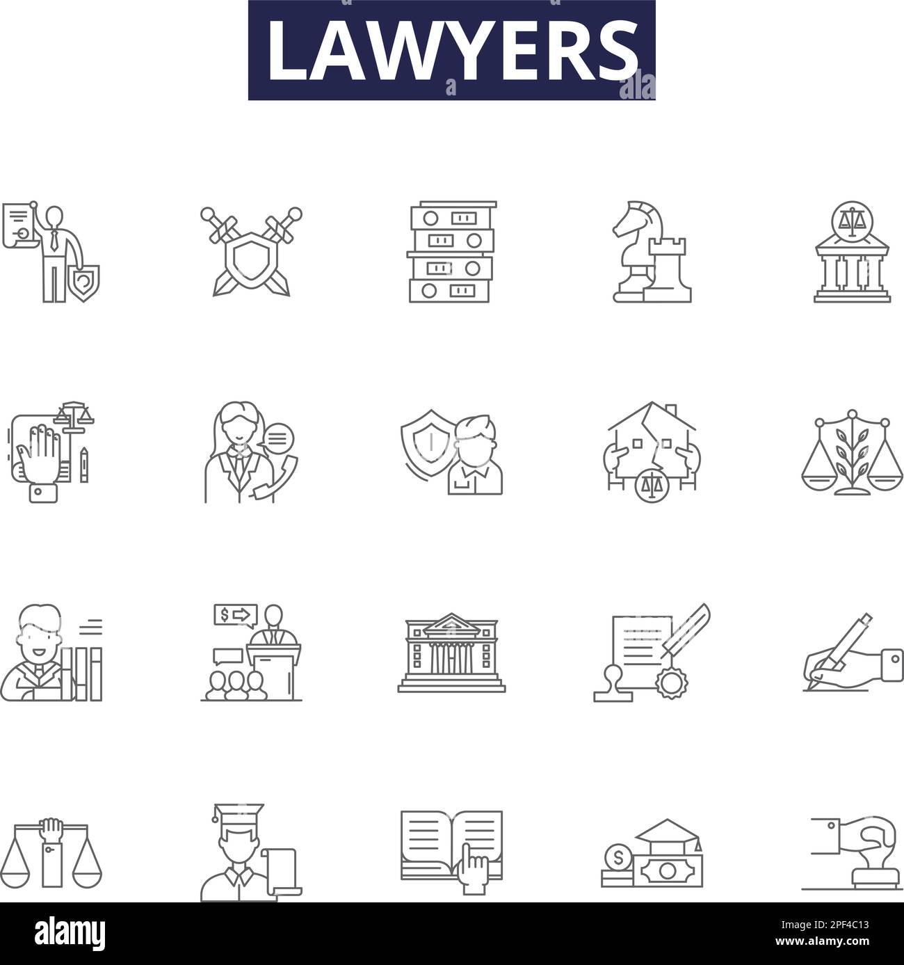 Lawyers line vector icons and signs. Solicitor, Attorneys