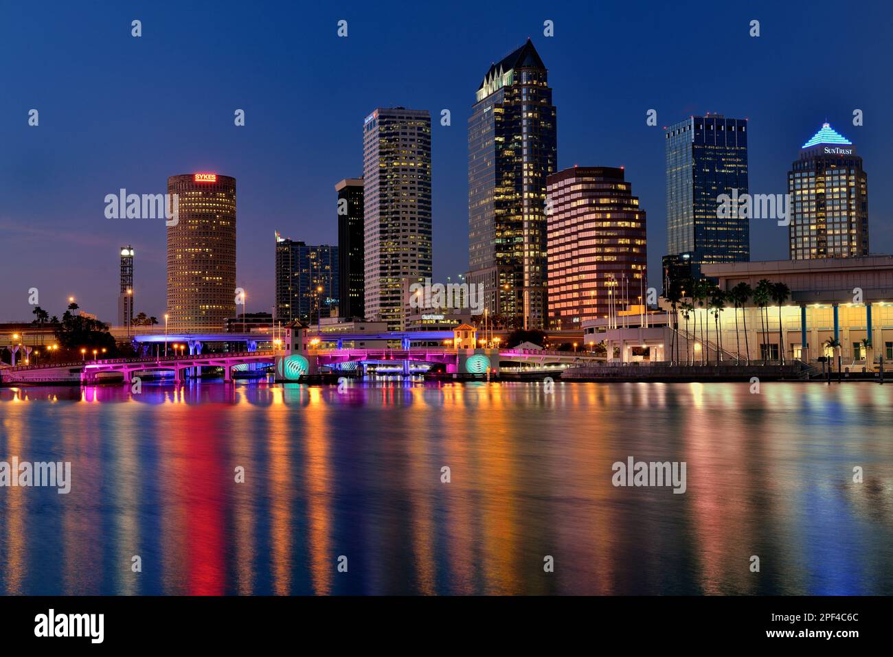 DowntownTampa sunset,blue Hour, Florida USA Stock Photo