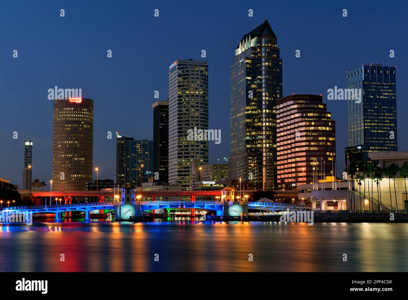 DowntownTampa sunset,blue Hour, Florida USA Stock Photo