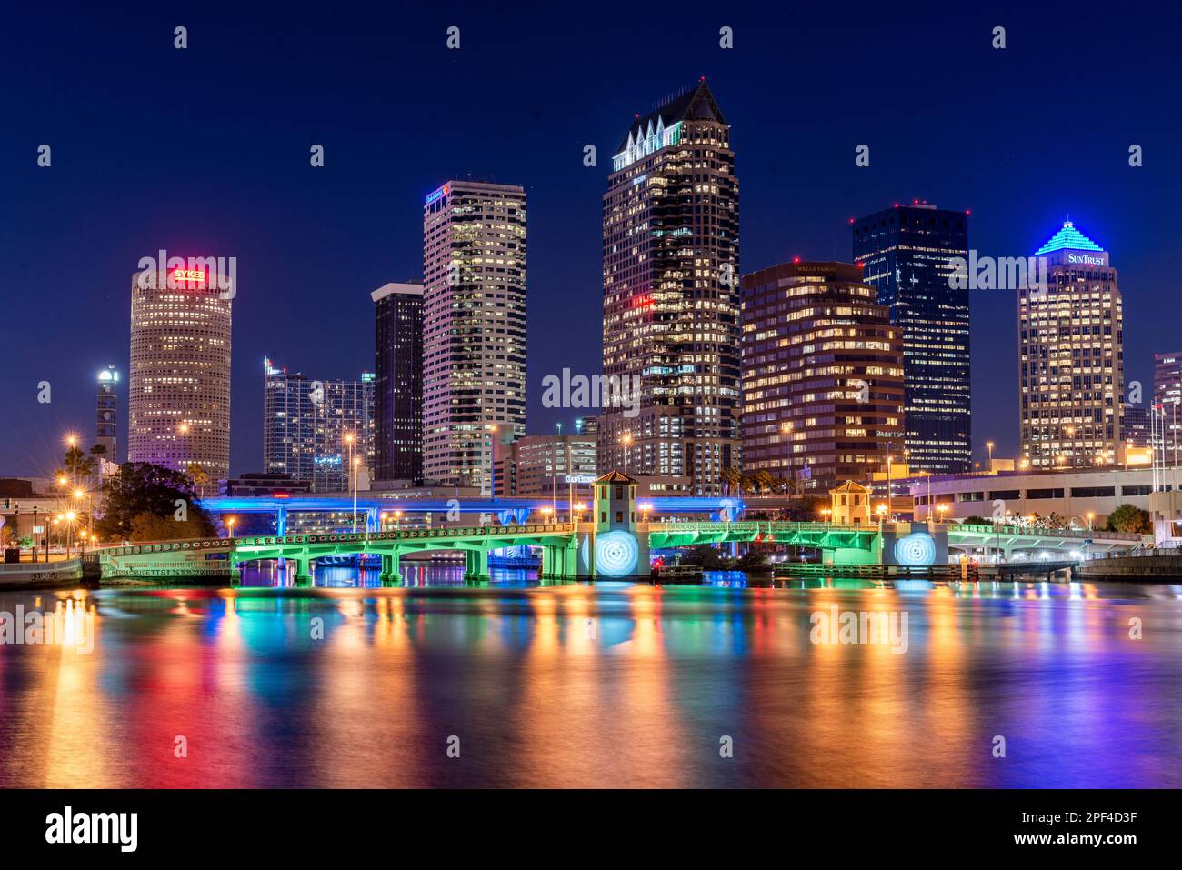 DowntownTampa sunset,blue Hour, Florida USA Stock Photo