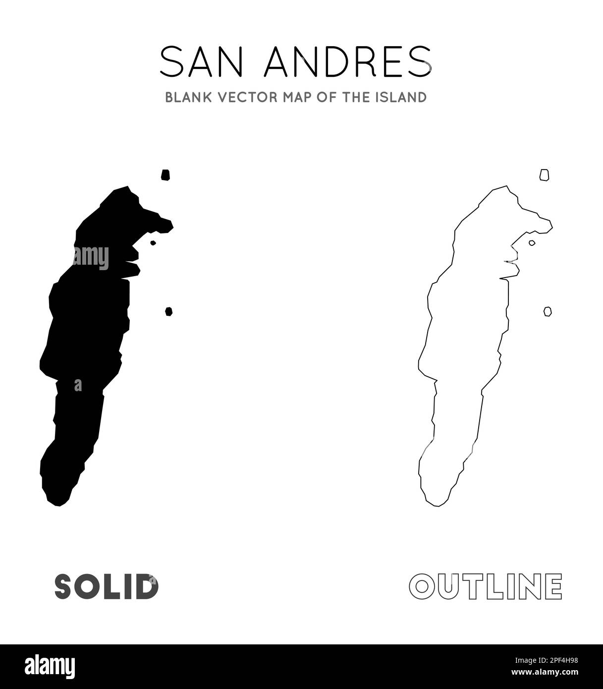 San Andres map. Blank vector map of the island. Borders of San Andres ...