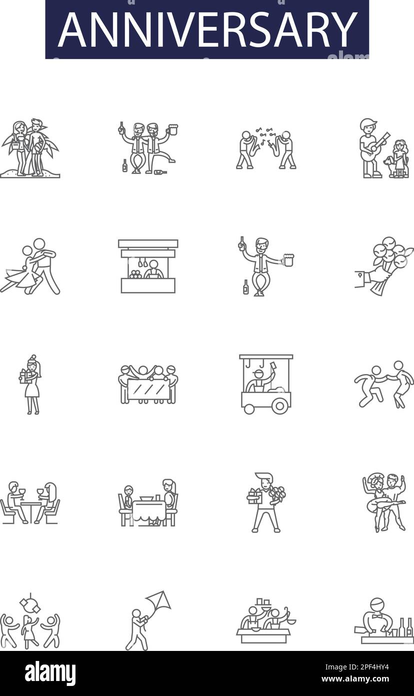Anniversary line vector icons and signs. Commemoration, Milestone ...