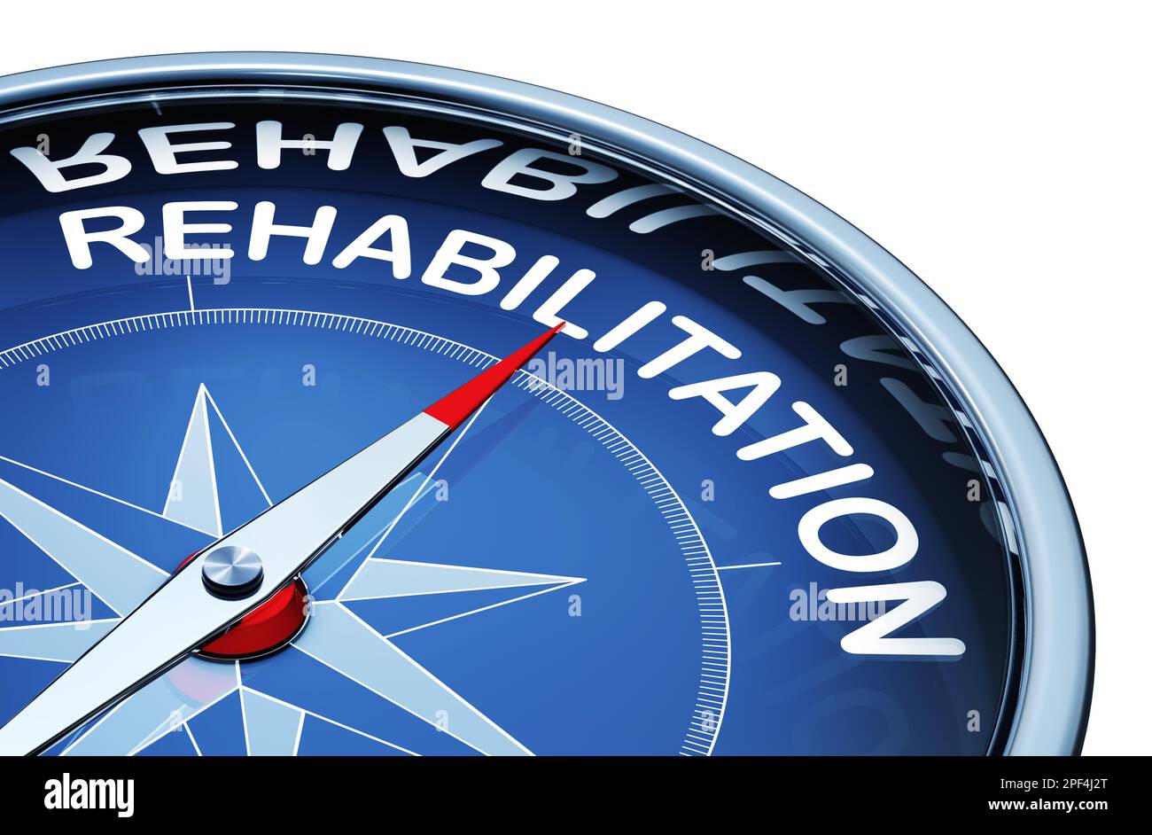 3D rendering of a compass with a rehabilitation icon Stock Photo Alamy