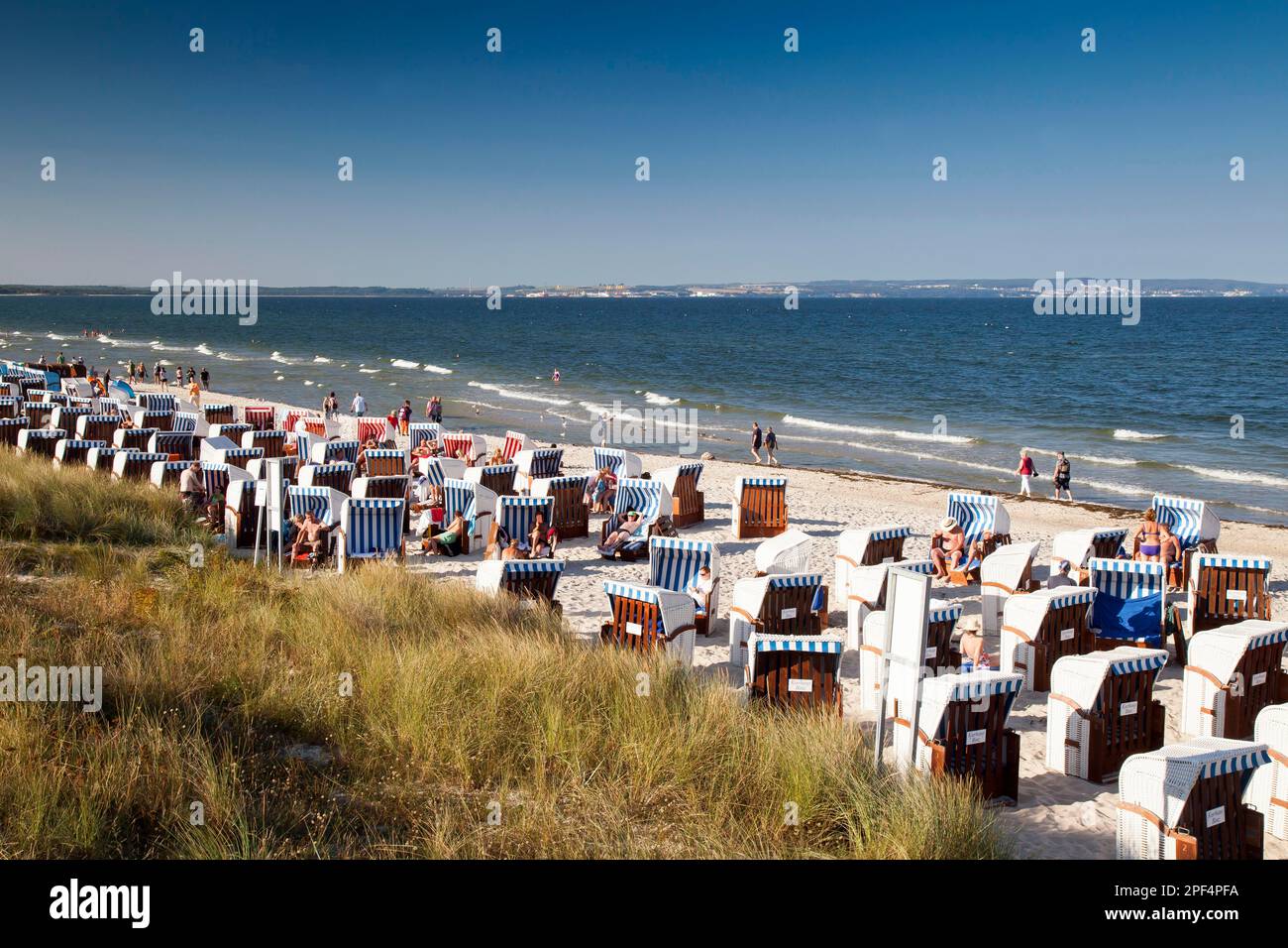 Bathing beach in the seaside resort and health resort of Binz, Ruegen Island, Mecklenburg-Western Pomerania, Germany Stock Photo