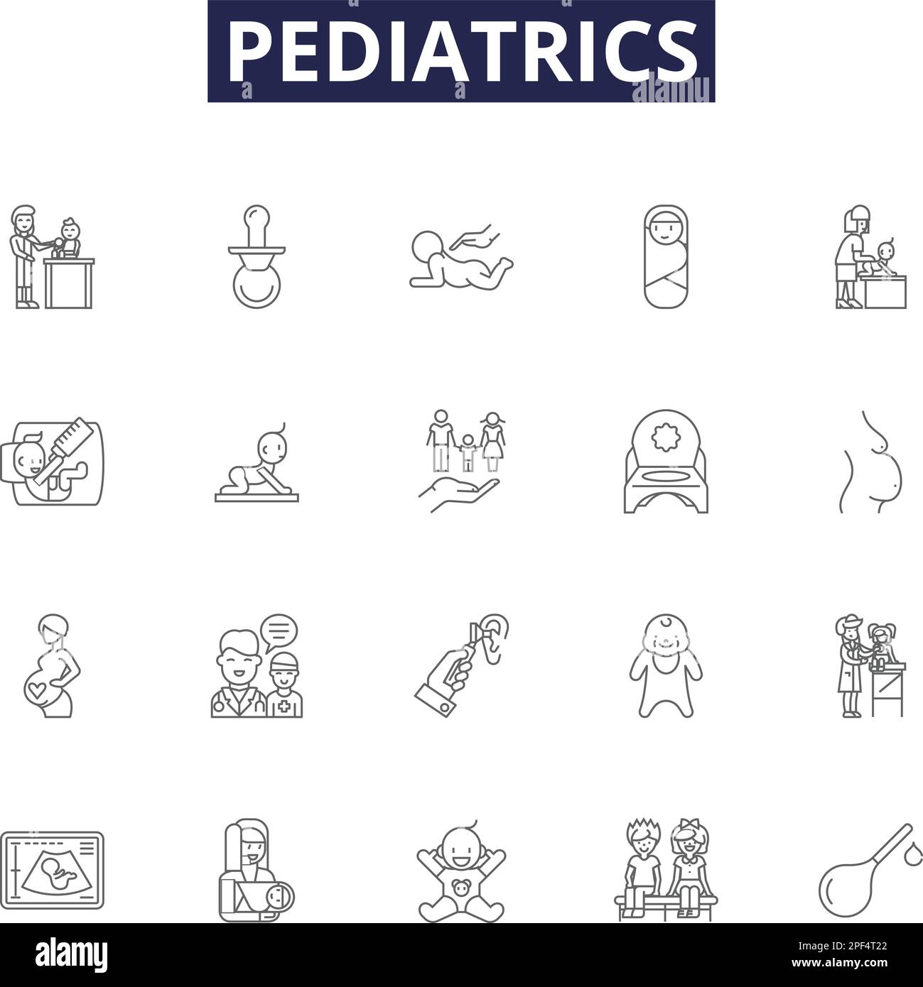Pediatrics line vector icons and signs. Childhood, Infant, Toddler