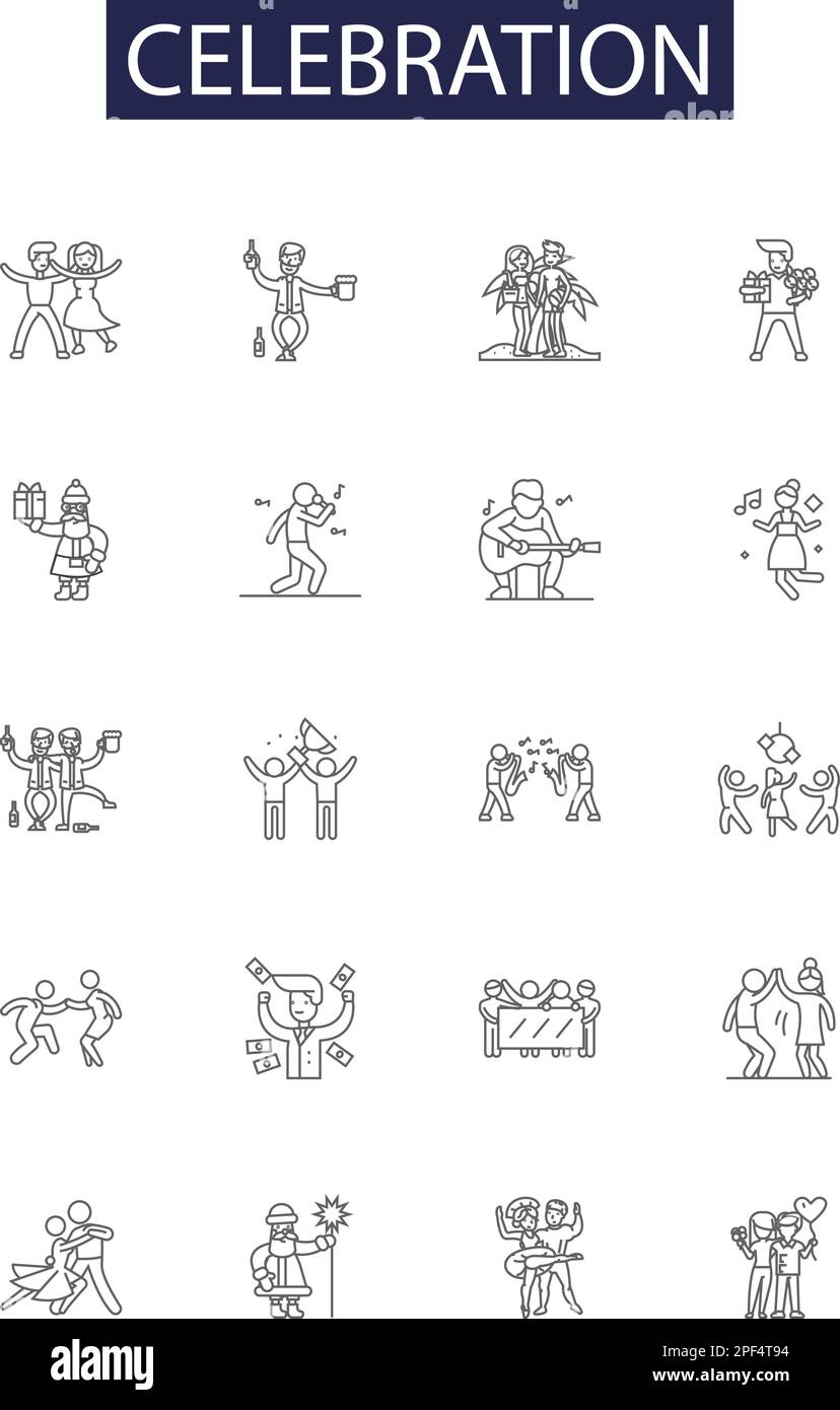 Celebration line vector icons and signs. Fiesta, Carnival, Festival ...