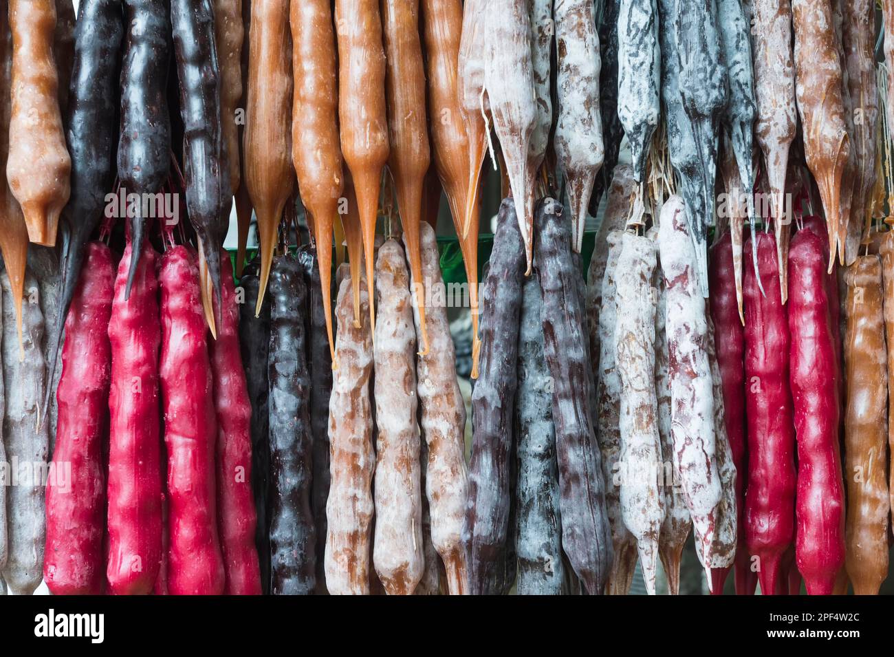 Churchkhela sweets packed in wax, Tbilisi, Caucasus, Middle