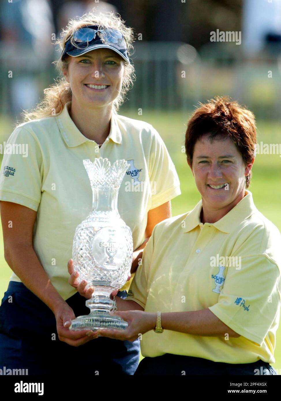 The European team captain Catrin Nilsmark of Sweden, left, and vice ...