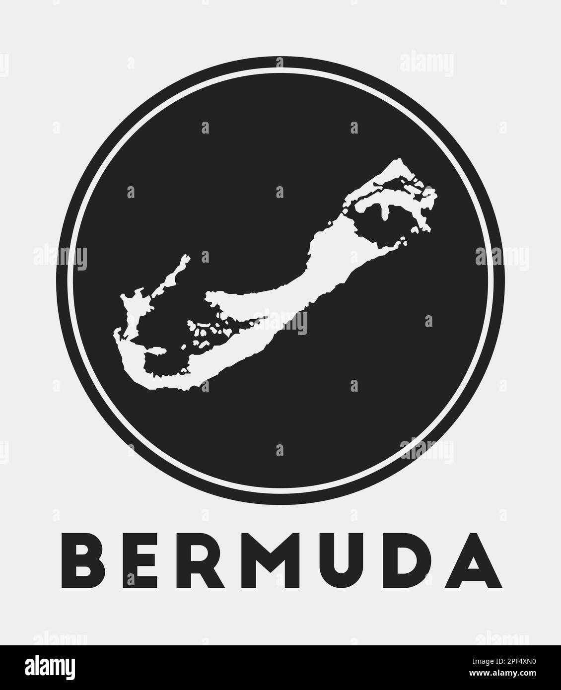 Bermuda icon. Round logo with island map and title. Stylish Bermuda ...
