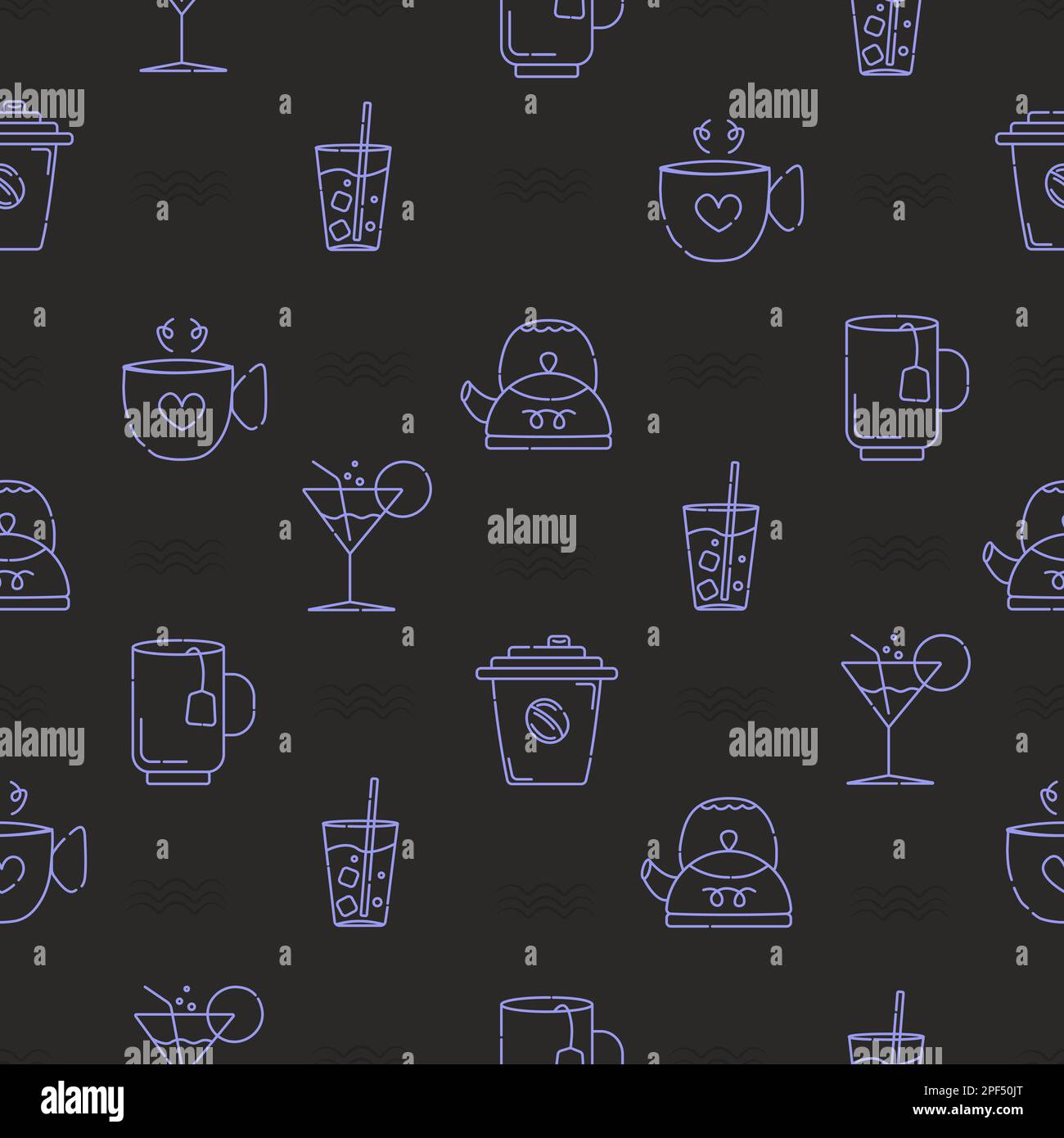 Drinks seamless pattern, brown and blue colors Stock Vector