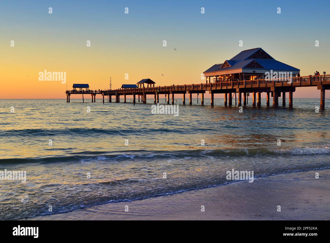 fishing pier at sunset,Clearwater Beach,Florida USA Stock Photo
